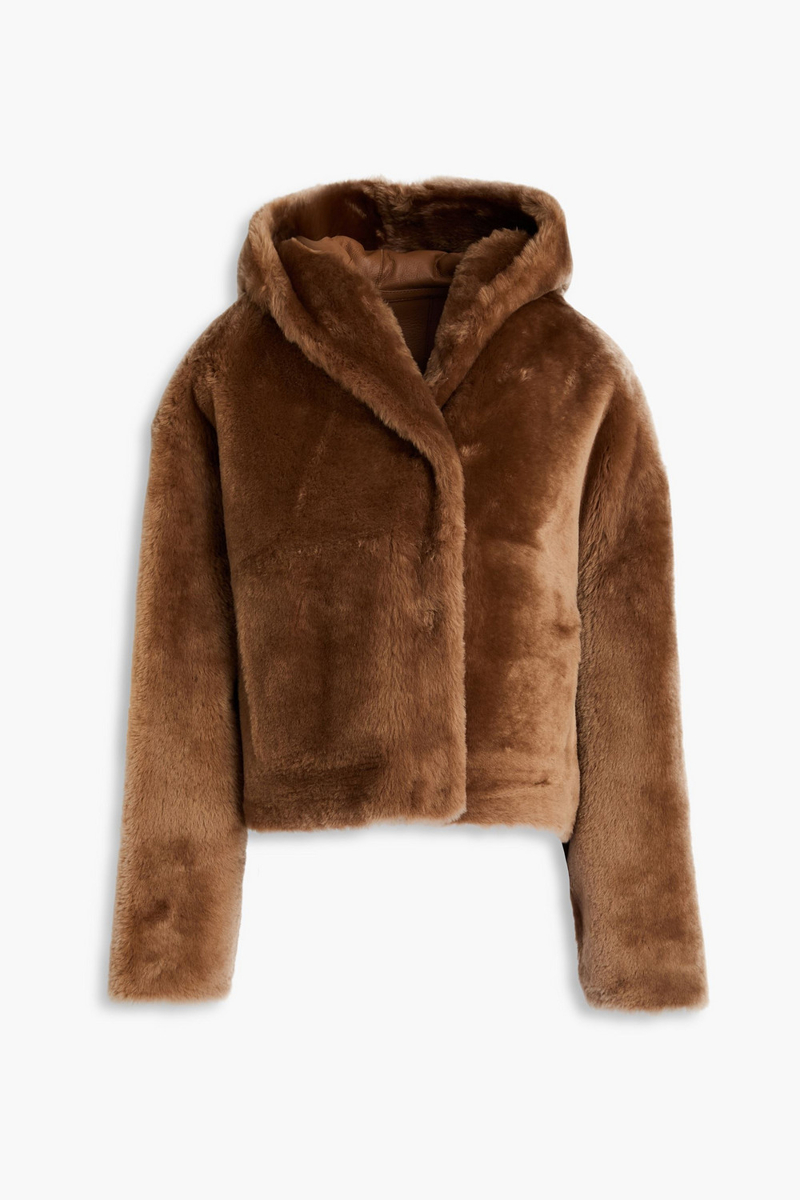 yves salomon - shearling hooded jacket - brown - fr 40