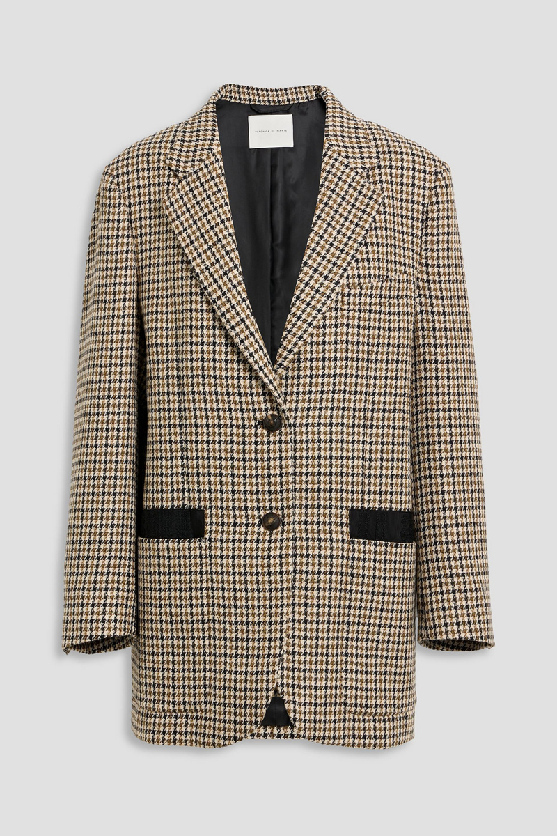 veronica de piante - sebastian houndstooth wool-tweed blazer - white - it 38