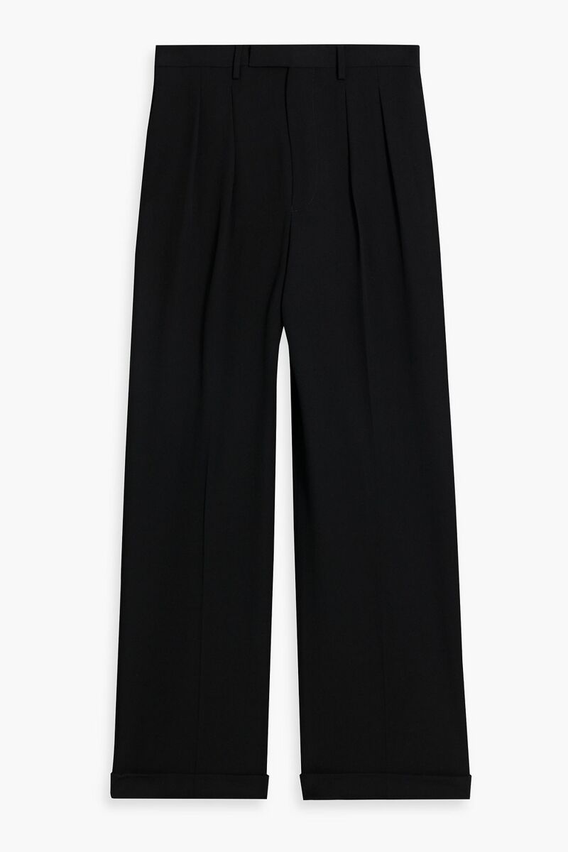 Dries Van Noten - Pleated wool-twill pants - Black - FR 48