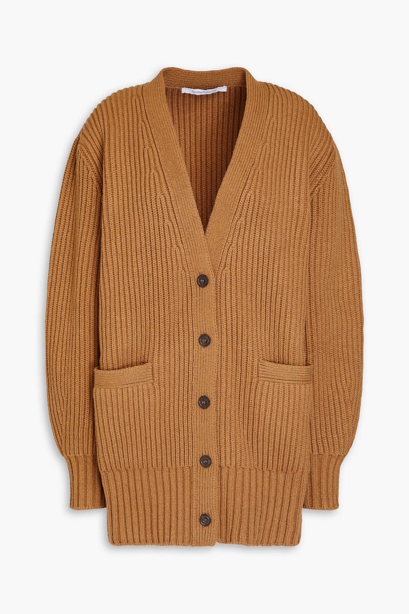 Another Tomorrow - Ribbed cashmere and wool-blend cardigan - Brown - S