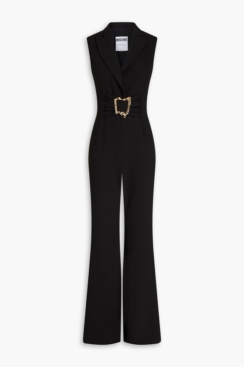 Moschino - Embellished ruched stretch-crepe jumpsuit - Black - IT 40
