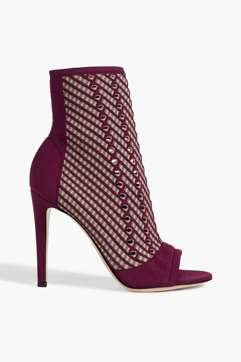 Gianvito Rossi - Rio perforated jacquard-knit ankle boots - Purple - EU 38