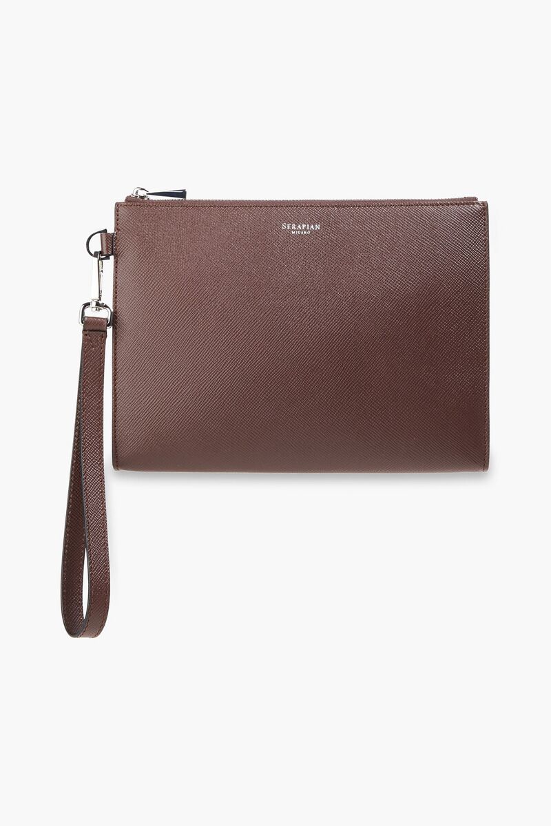 Serapian - Textured-leather pouch - Burgundy - OneSize