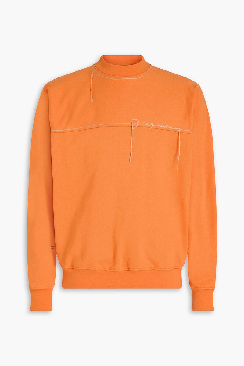 JACQUEMUS - Fio embroidered cotton-fleece sweatshirt - Orange - S