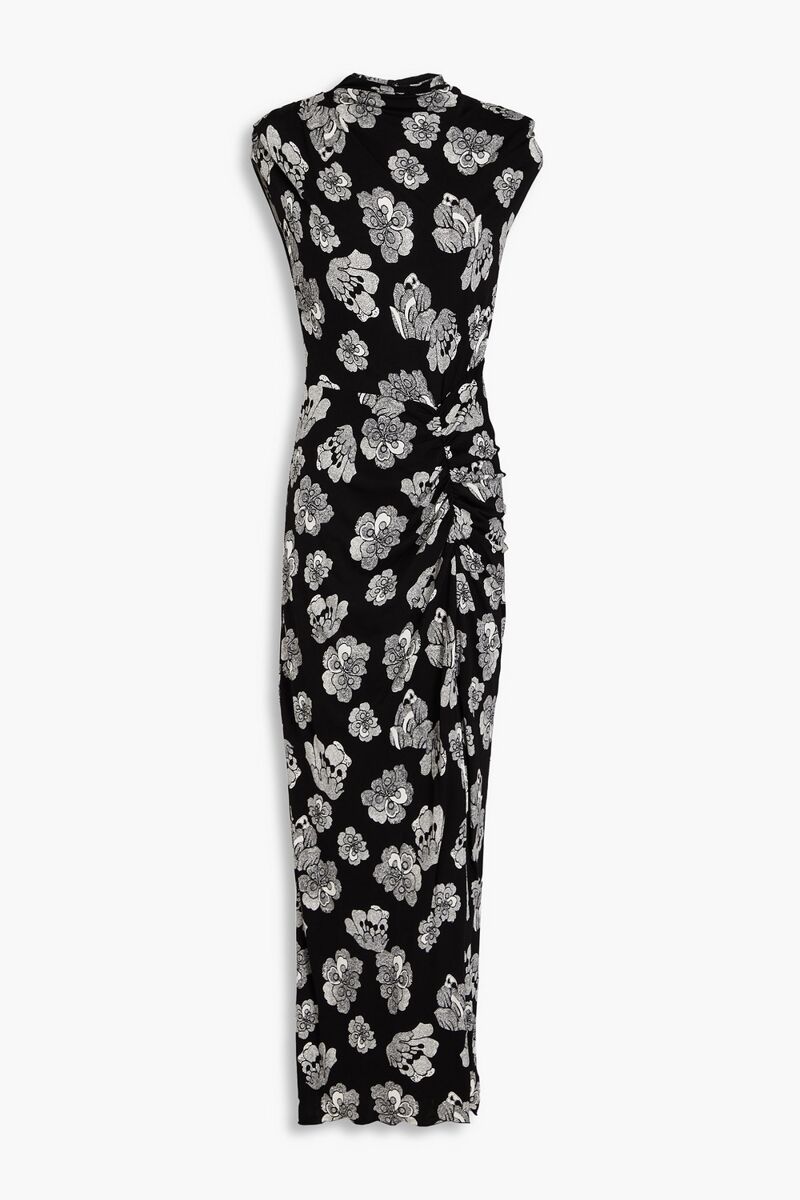 Diane von Furstenberg - Apollo floral-print jersey maxi dress - Black - XL