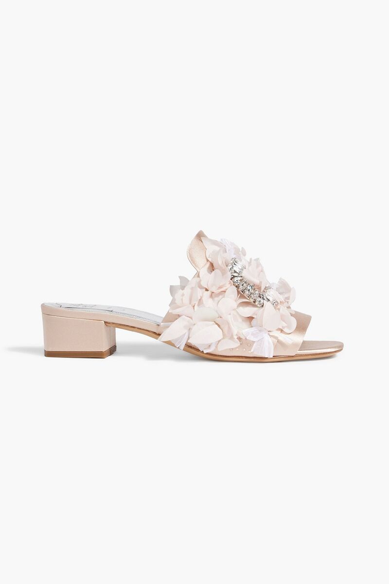 Roger Vivier - Embellished satin mules - Pink - EU 36