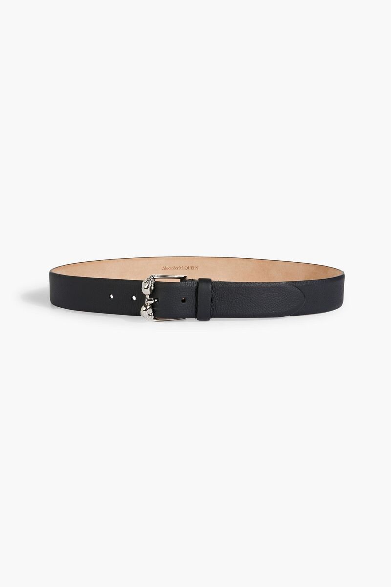 McQueen - Pebbled-leather belt - Black - 105 cm