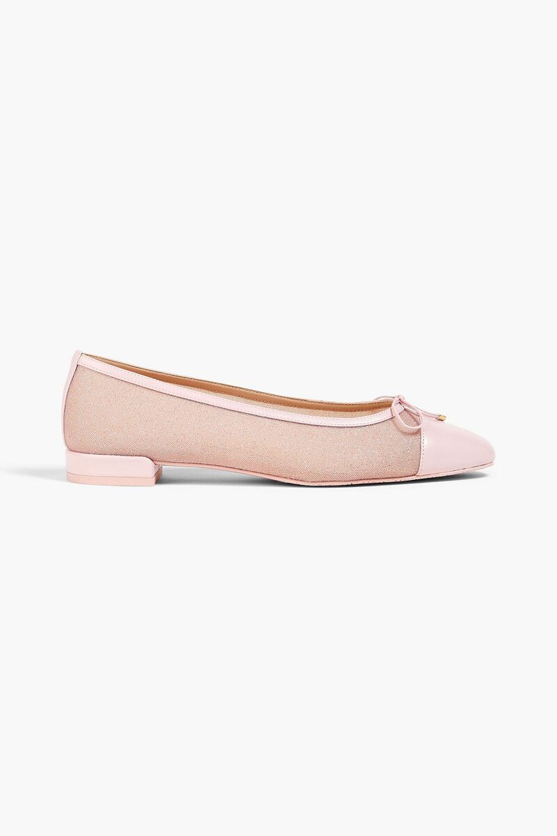 Stuart Weitzman - Sleek glittered mesh ballet flats - Pink - EU 37.5