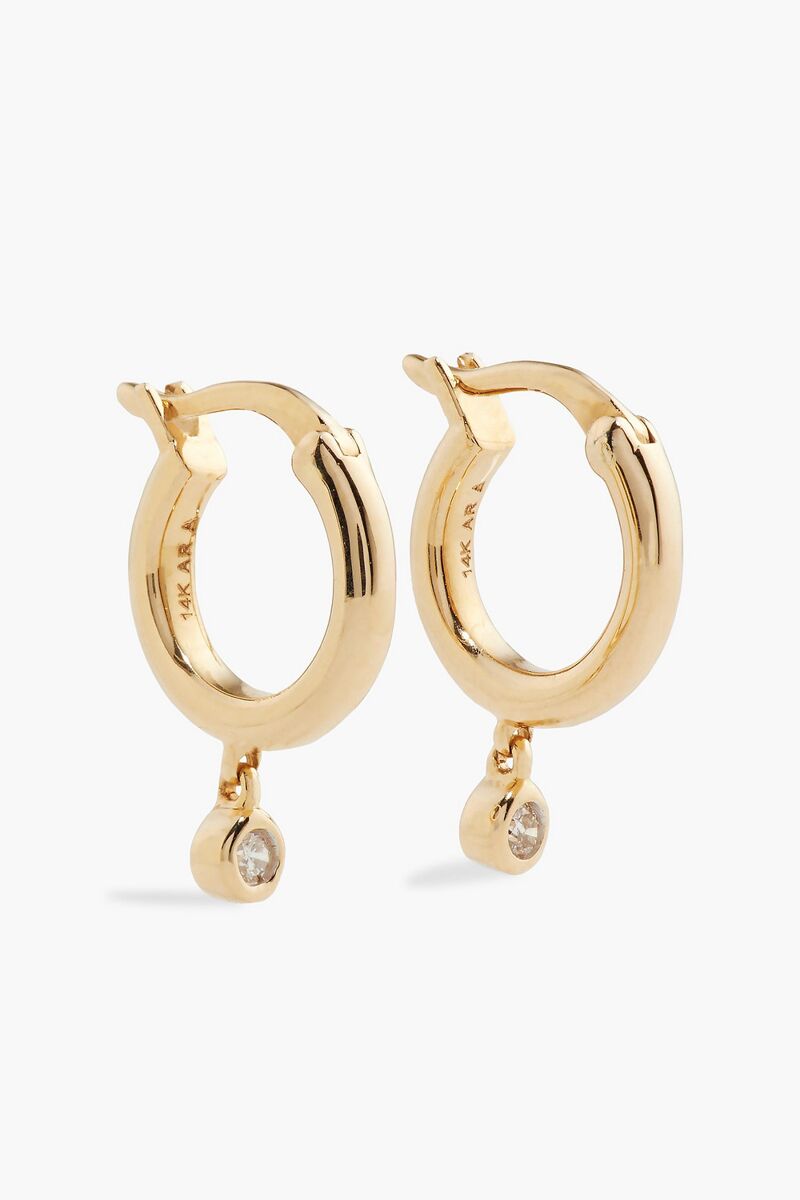 Adina Reyter - 14-karat diamond earrings - Metallic - OneSize