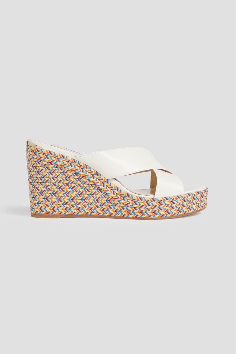 Jimmy Choo - Dovina 100 leather espadrille wedge mules - White - EU 42