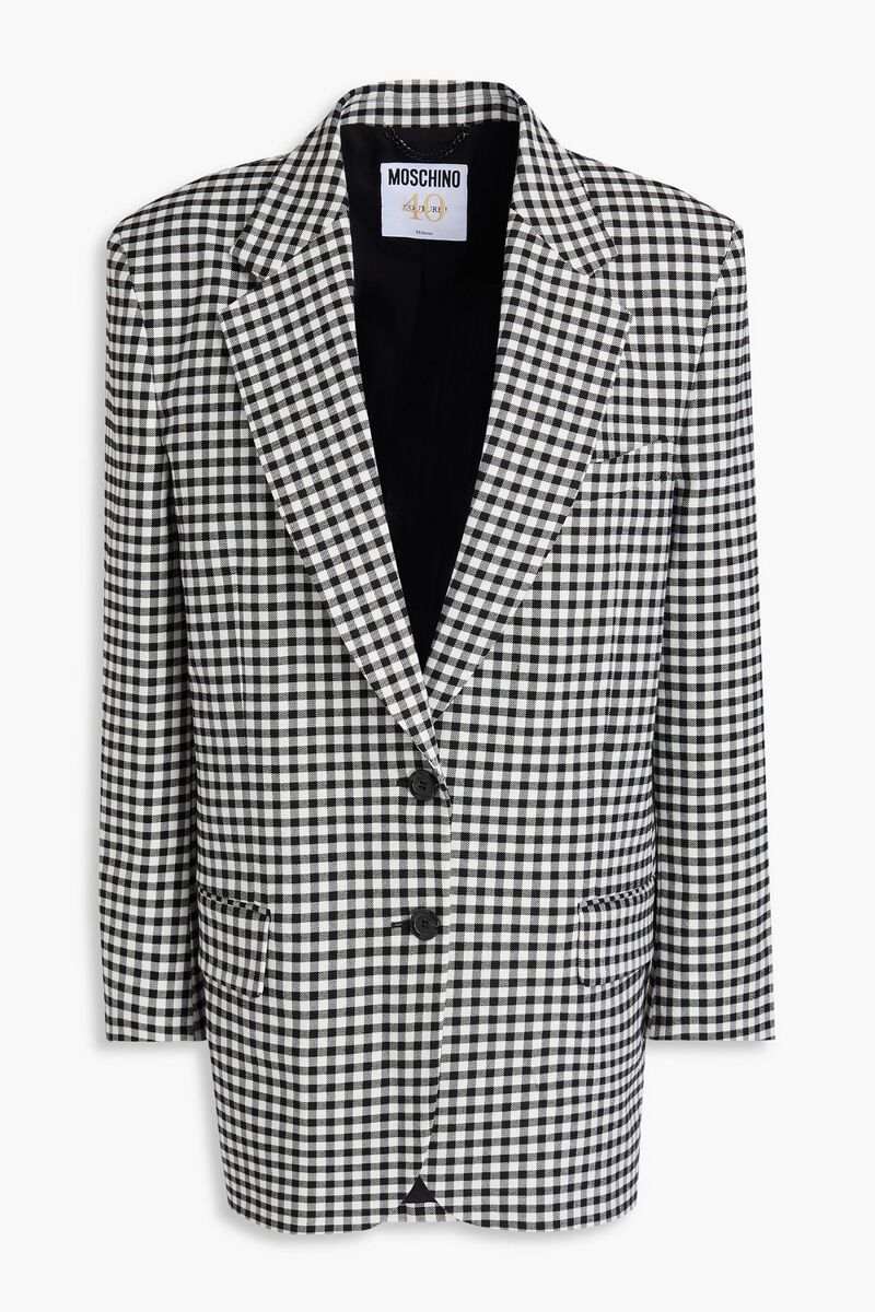 Moschino - Gingham cotton-blend blazer - Black - IT 38