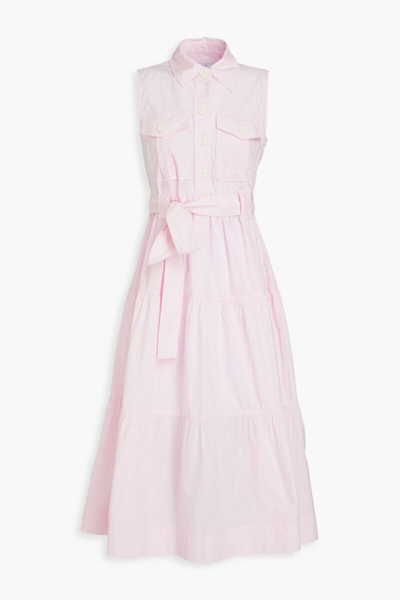 Derek Lam 10 Crosby - Florence tiered cotton-poplin midi dress - Pink - US 12