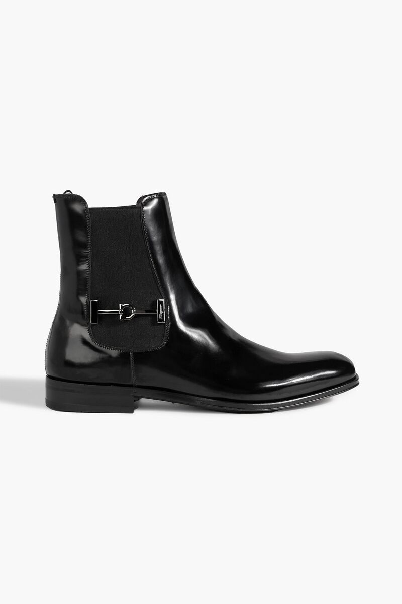 Ferragamo - Isidoro glossed-leather Chelsea boots - Black - US 8