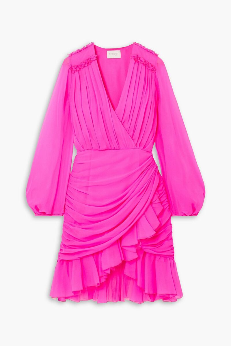 Giambattista Valli - Wrap-effect ruffled silk-georgette mini dress - Pink - IT 38