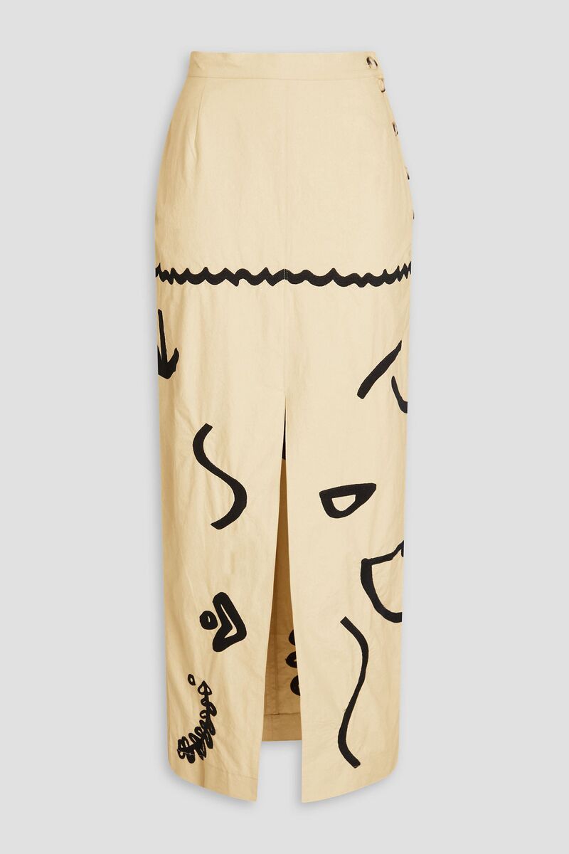 Nanushka - Marjo embroidered cotton maxi skirt - White - XS