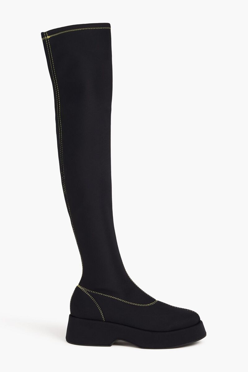 GANNI - Scuba platform thigh boots - Black - EU 39