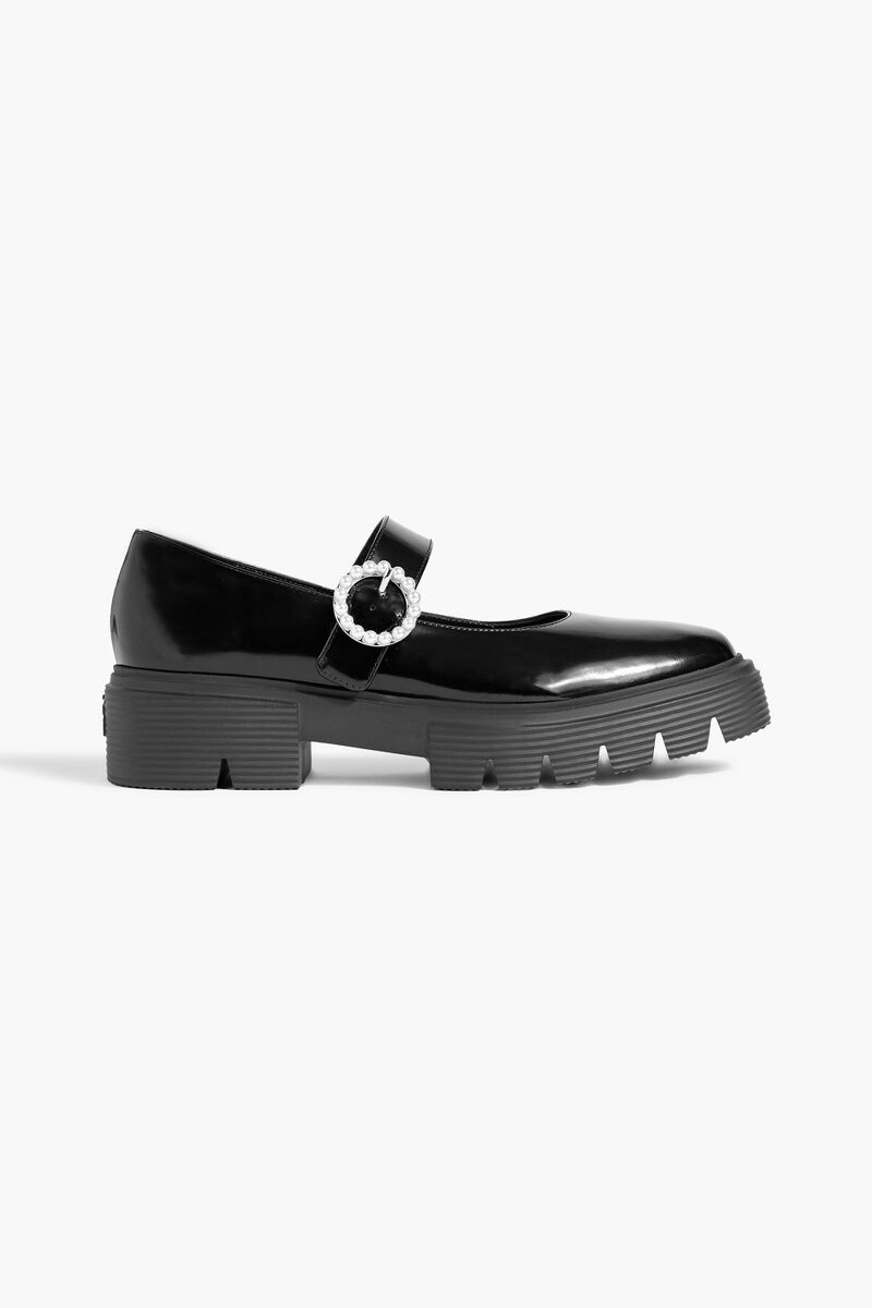 Stuart Weitzman - Nolita embellished leather platform loafers - Black - EU 40.5