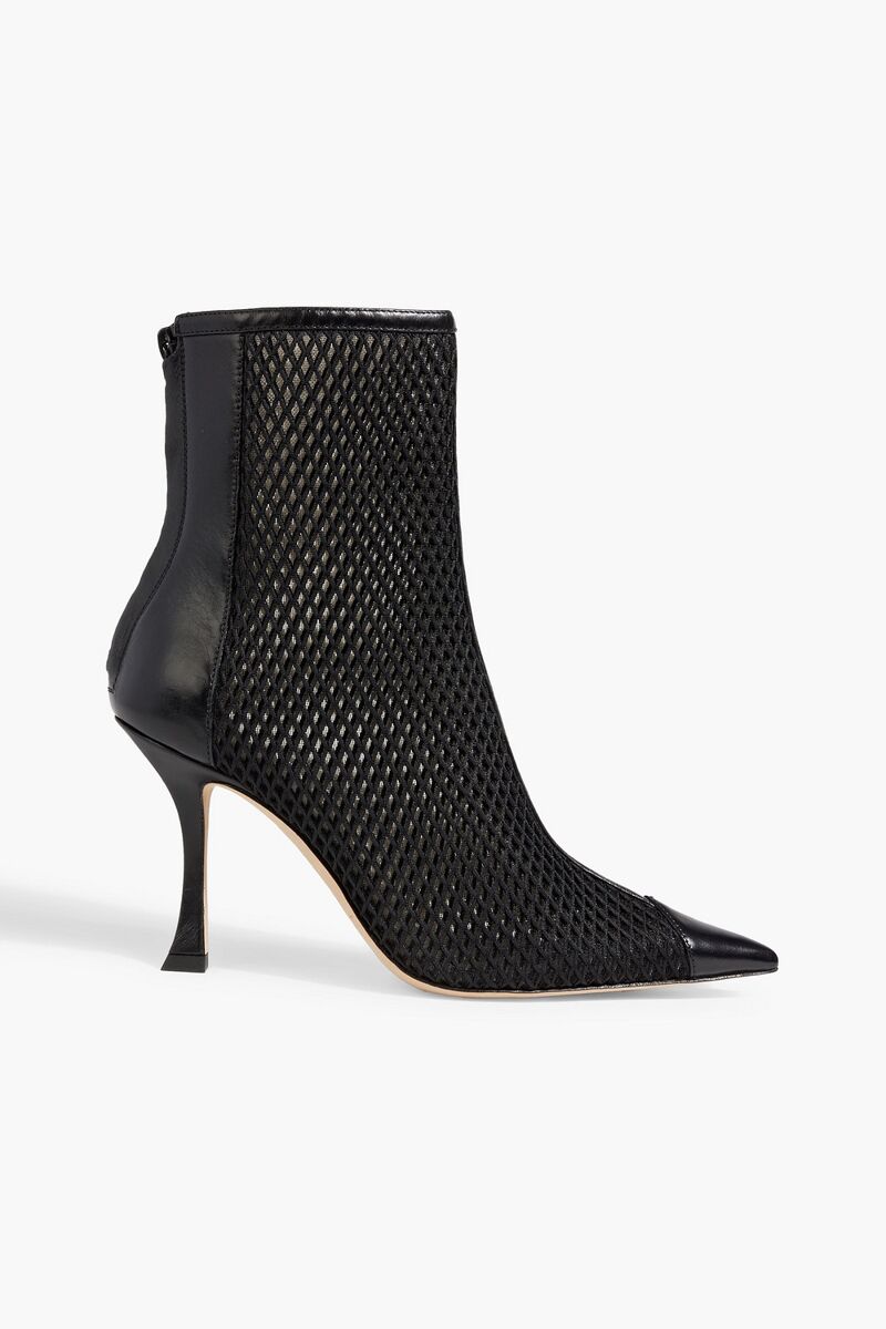 Jimmy Choo - Naidoo 90 mesh and leather ankle boots - Black - EU 35