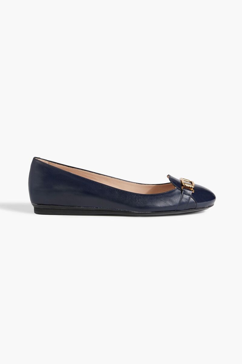Tod's - Embellished leather ballet flats - Blue - EU 35