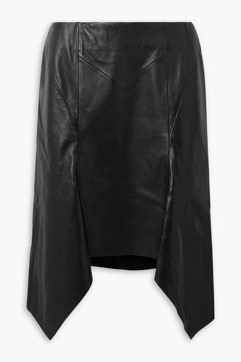Isabel Marant - Jill asymmetric paneled leather midi skirt - Black - FR 38