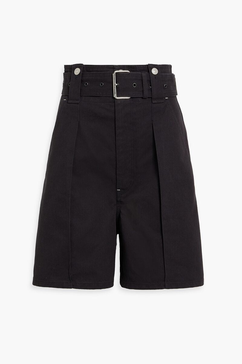 Isabel Marant - Delilaz belted pleated cotton-twill shorts - Black - FR 40