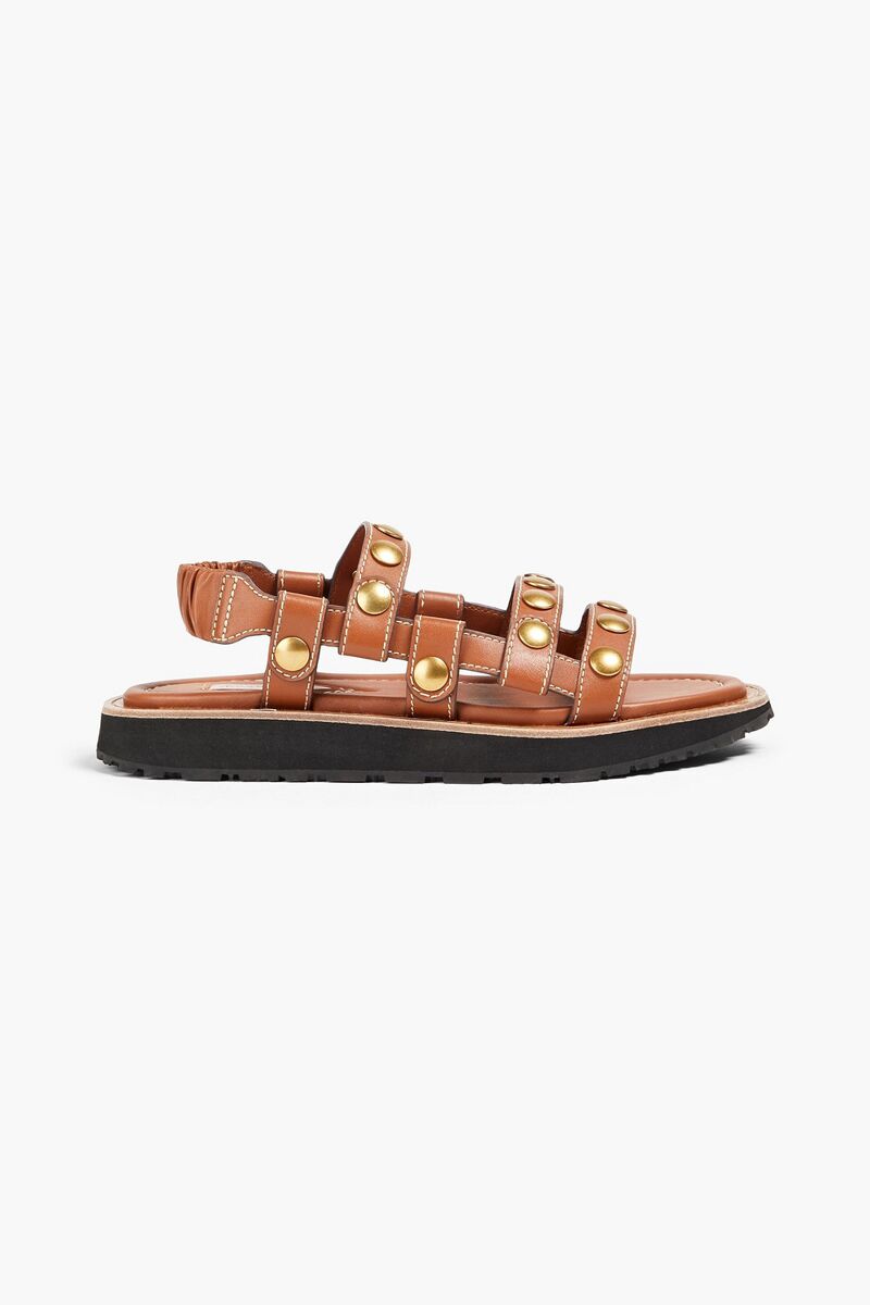 Zimmermann - Studded leather slingback sandals - Brown - EU 41