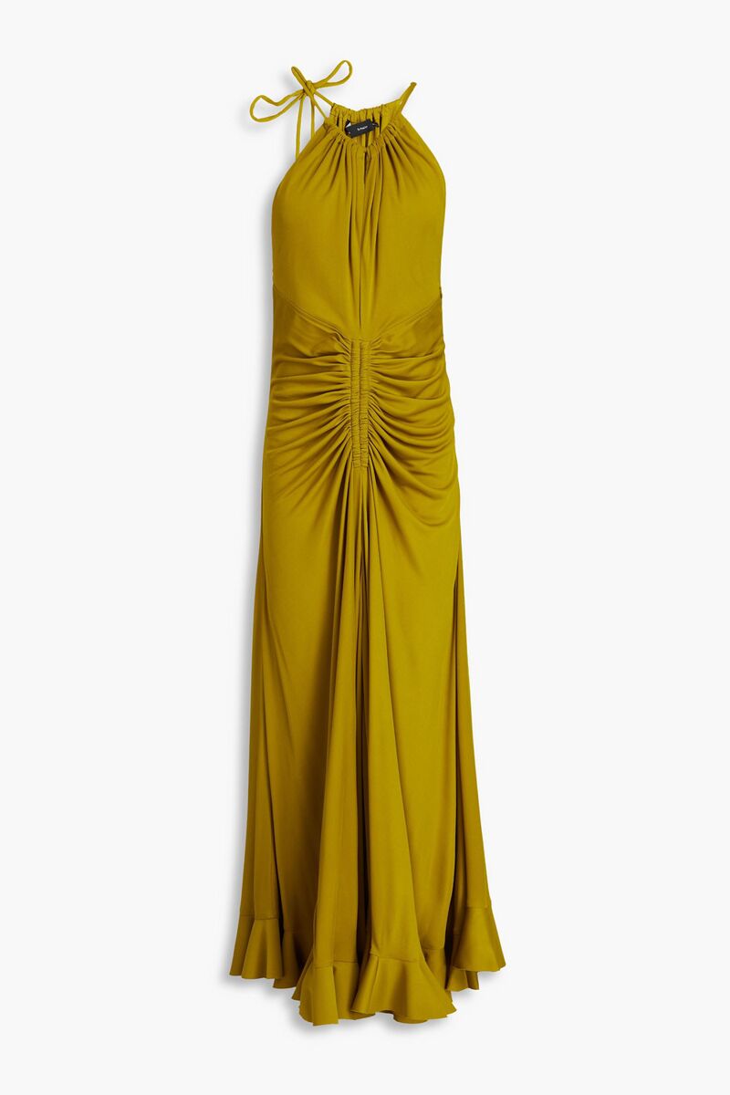 Proenza Schouler - Cutout ruched jersey maxi dress - Green - US 8