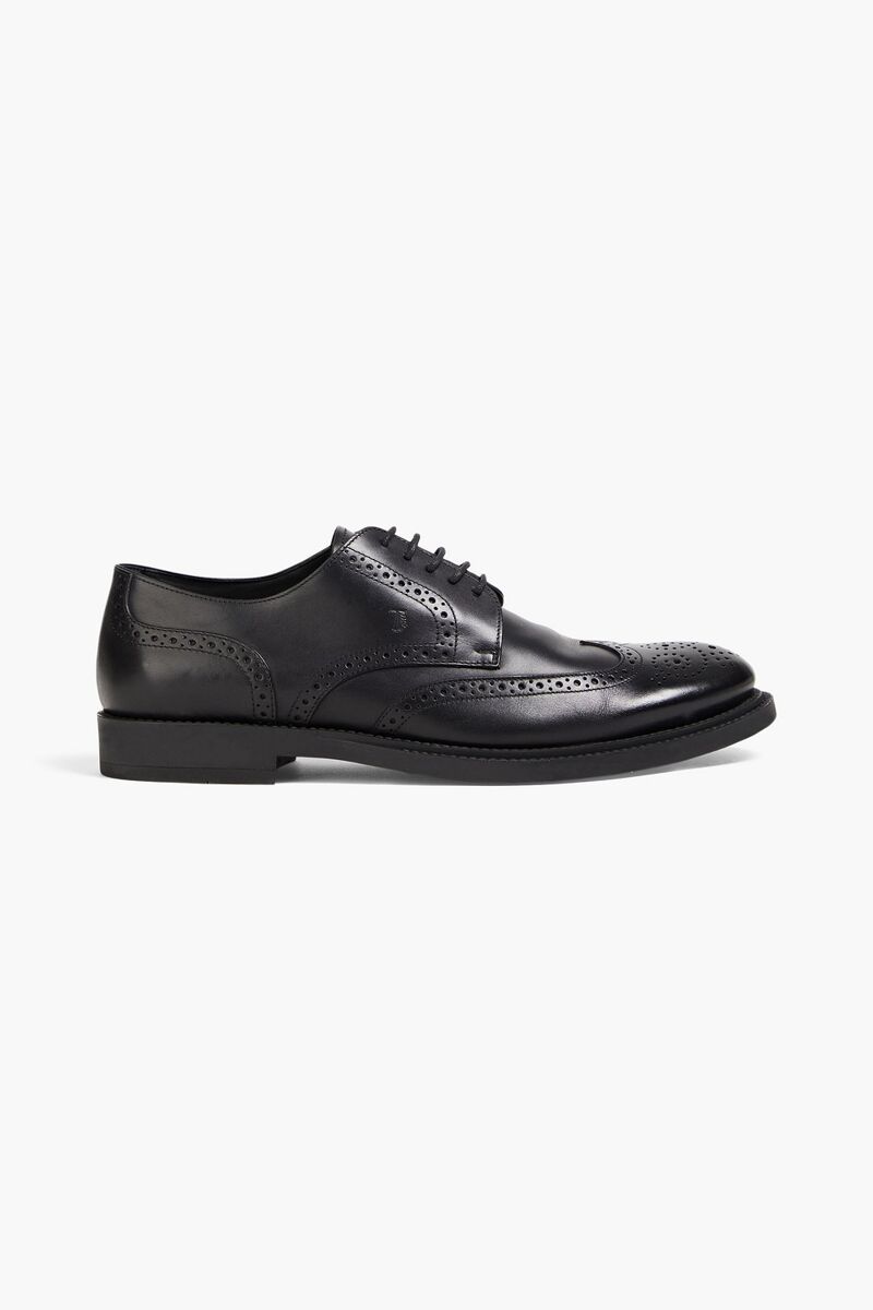 Tod's - Perforated leather brogues - Black - UK 12