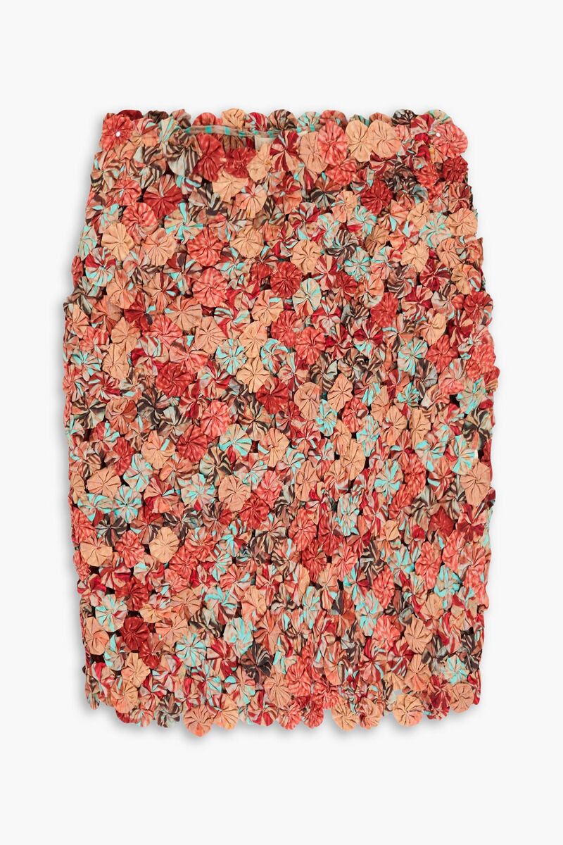 Ulla Johnson - Ariella floral-appliquéd cotton and silk-blend mini skirt - Red - XL