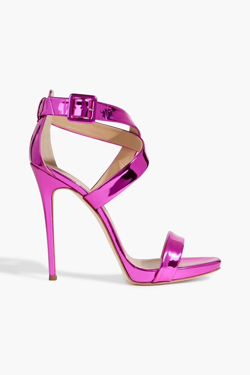 Giuseppe Zanotti - Bellis faux mirrored-leather sandals - Pink - EU 41