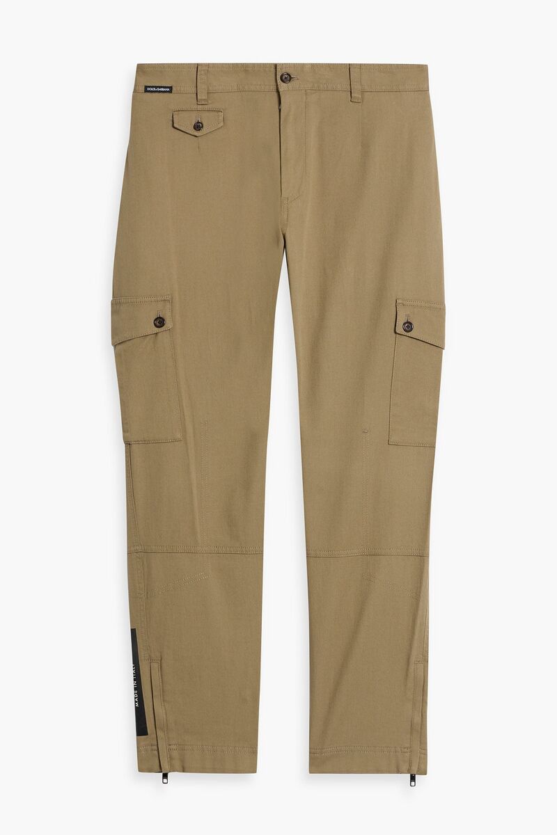 Dolce&Gabbana - Tapered logo-print cotton-blend twill cargo pants - Neutral - IT 56