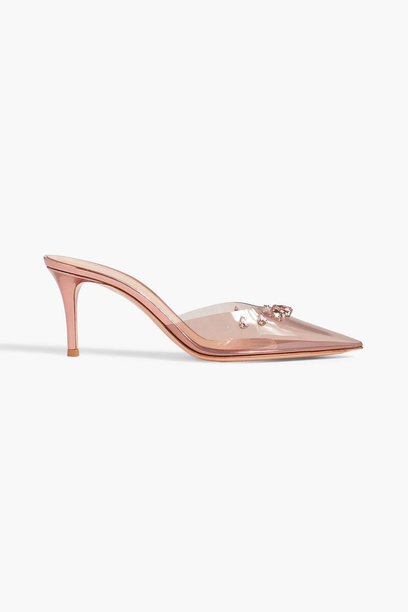 Gianvito Rossi - Crystal Drop crystal-embellished PVC mules - Metallic - EU 39