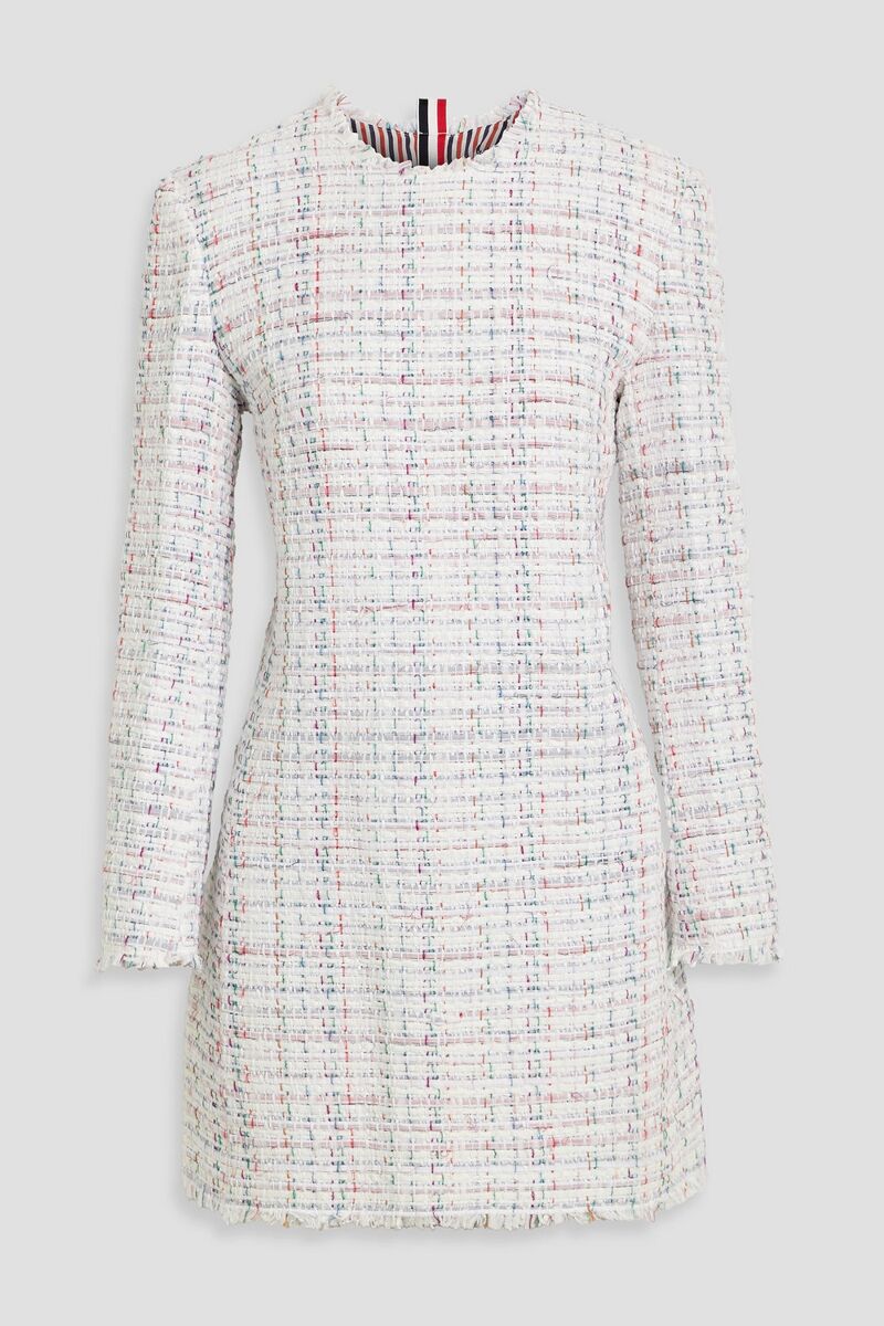 Thom Browne - Frayed tweed mini dress - White - IT 42