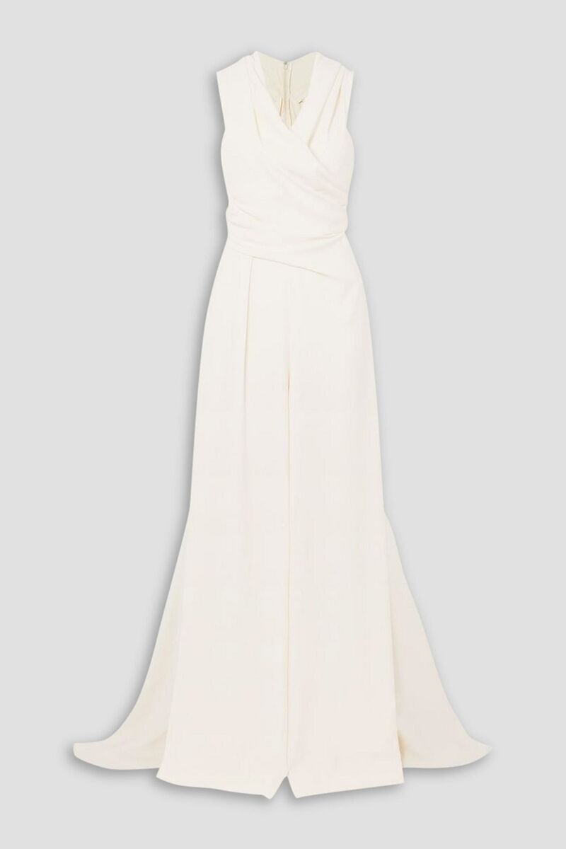 Talbot Runhof - Draped crepe jumpsuit - White - DE 38