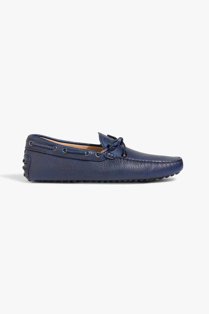 Tod's - Pebbled-leather driving shoes - Blue - UK 6.5