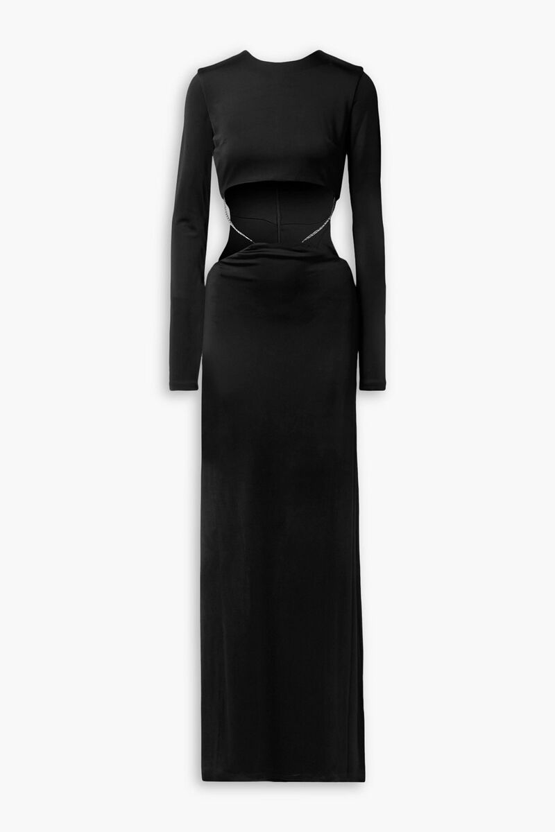 Et Ochs - Luisa cutout chain-embellished satin-jersey gown - Black - US 8