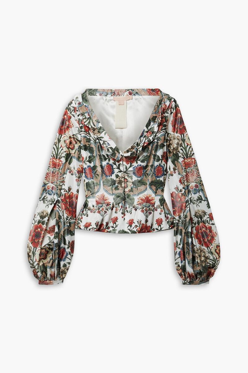 Brock Collection - Sabrina ruffled floral-print taffeta jacket - Green - US 2