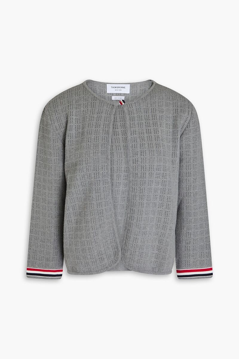 Thom Browne - Pointelle-knit cotton cardigan - Gray - IT 44