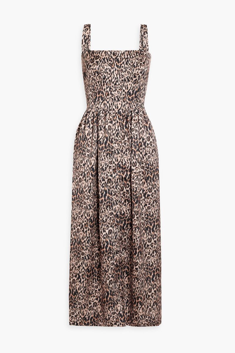 HVN - Laura leopard-print satin midi dress - Animal print - US 2