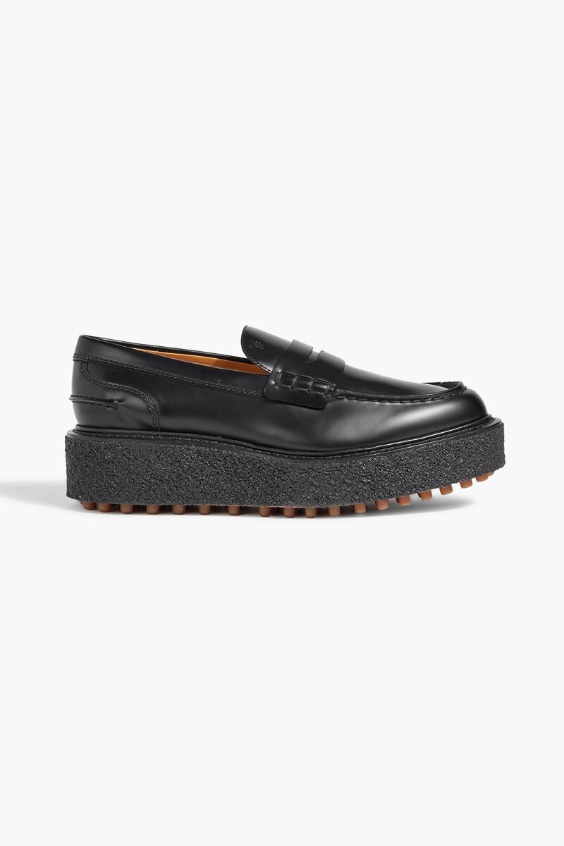 Tod's - Leather platform loafers - Black - EU 40