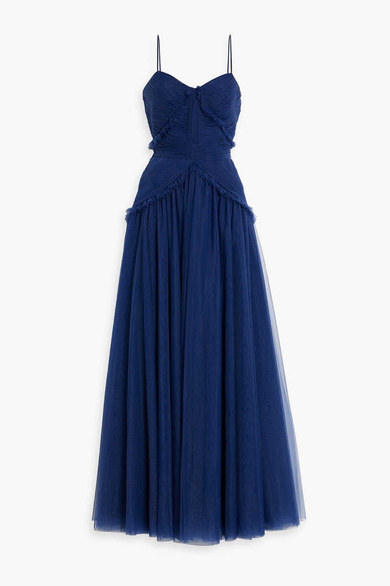 zac posen - pleated tulle gown - blue - us 10