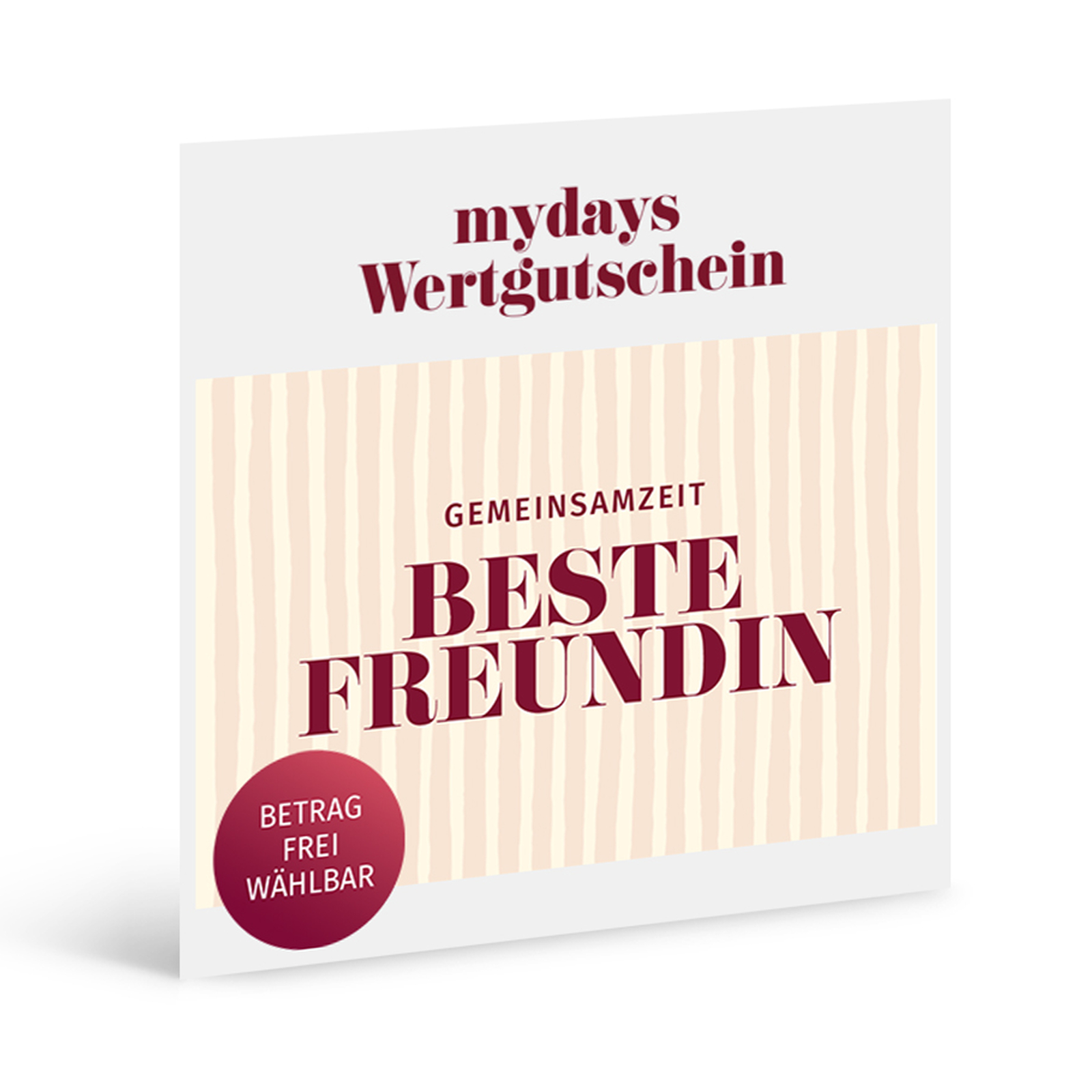 Flexibles Geschenk Beste Freundin, mydays Erlebnisgutschein, als PDF ausdruckbar oder Versand mit Geschenkverpackung