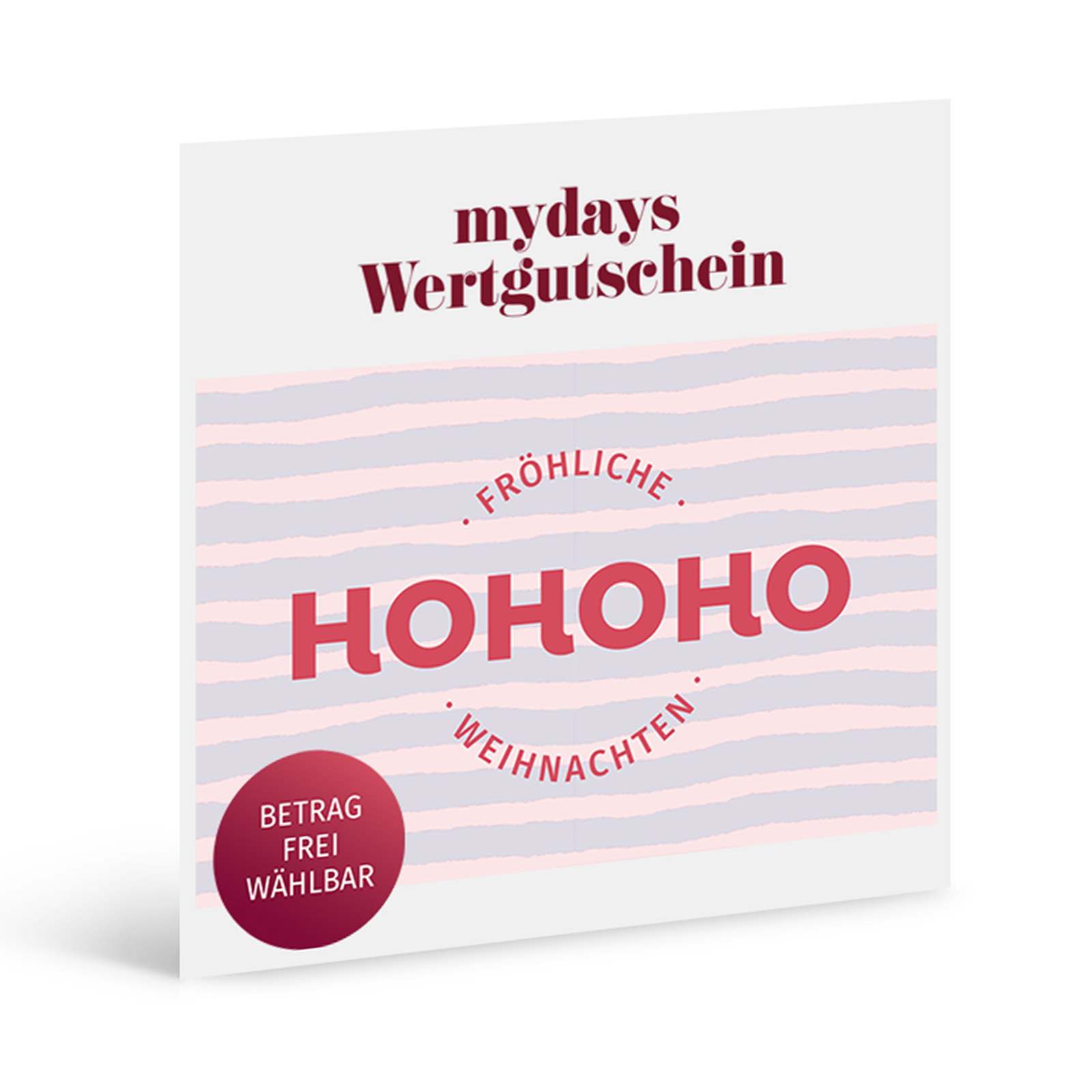Flexibles Geschenk HoHoHo, mydays Erlebnisgutschein, als PDF ausdruckbar oder Versand mit Geschenkverpackung