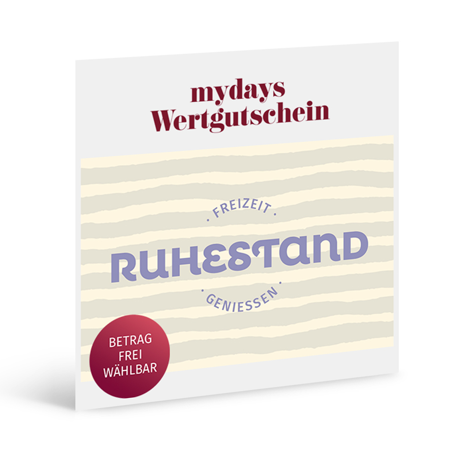 Flexibles Geschenk Rente, mydays Erlebnisgutschein, als PDF ausdruckbar oder Versand mit Geschenkverpackung