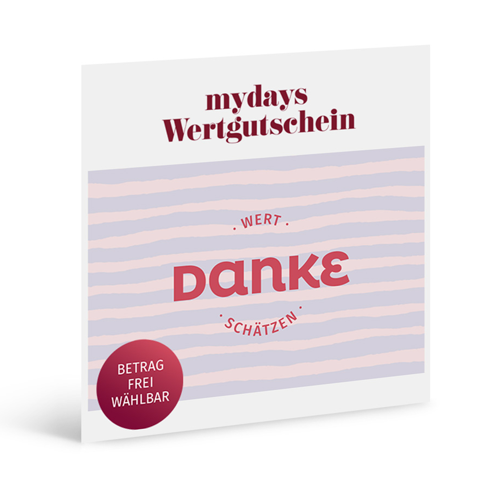 Flexibles Geschenk Danke (Streifen), mydays Erlebnisgutschein, als PDF ausdruckbar oder Versand mit Geschenkverpackung