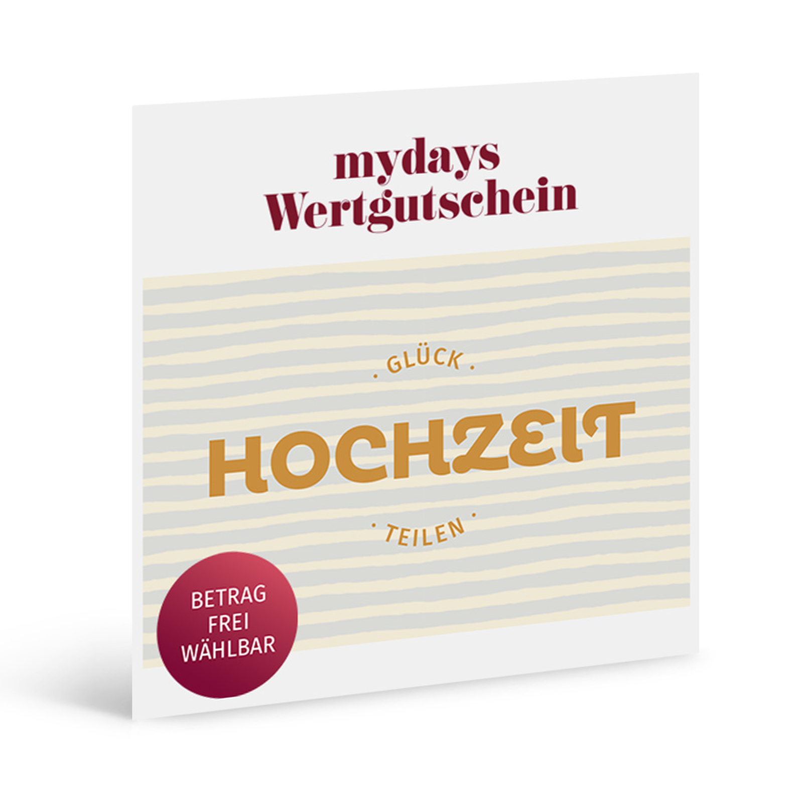 Flexibles Geschenk Hochzeit (Streifen), mydays Erlebnisgutschein, als PDF ausdruckbar oder Versand mit Geschenkverpackung