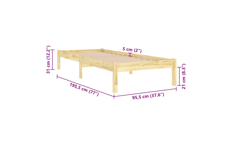 Bed Frame Slatted Mattress Base Bedstead Platform Bedroom Solid Wood vidaXL - Picture 13 of 49