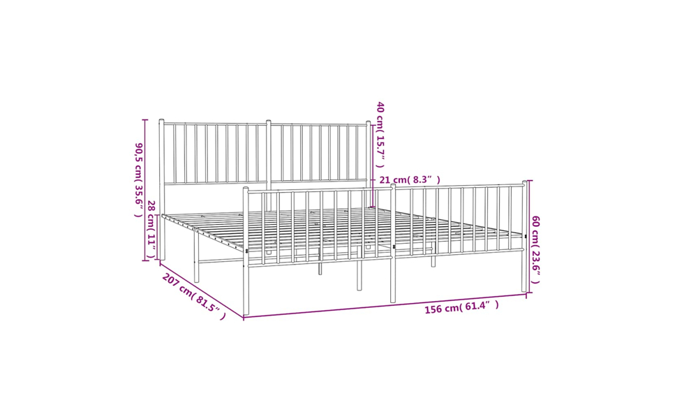 Metal Bed Frame Single Double Queen King Platform Bed Base Bedroom vidaXL - Picture 17 of 29