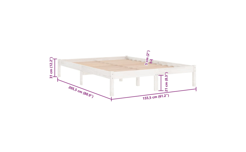 Bed Frame Slatted Mattress Base Bedstead Platform Bedroom Solid Wood vidaXL - Picture 36 of 49