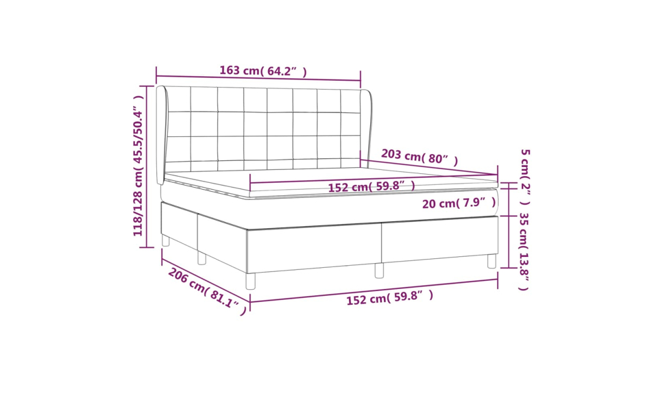Box Spring Bed with Mattress Dark Grey Fabric Double/Queen Multi Models vidaXL - Picture 8 of 17
